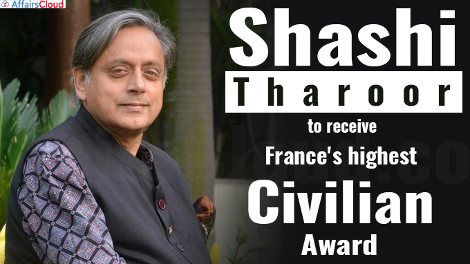 Shashi Tharoor to receive France's highest civilian award