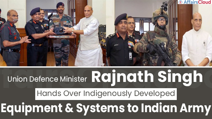 Union Defence Minister Rajnath Singh Hands Over Indigenously Developed Equipment & Systems to Indian Army (1)