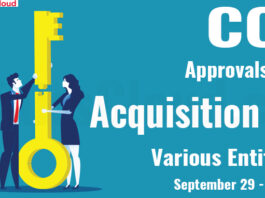 CCI Approvals for Acquisition of Various Entities – September 29, 2022