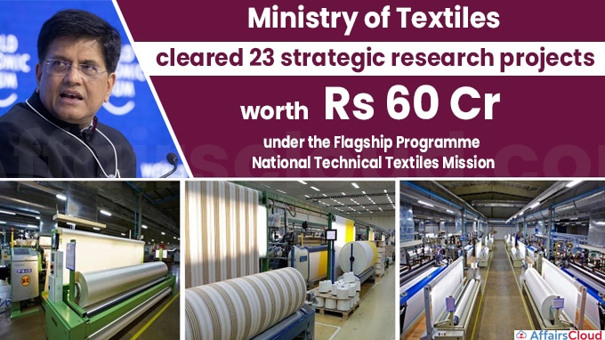 Centre clears 23 Strategic Projects worth Rs 60 Crore under the Flagship Programme National Technical Textiles Mission