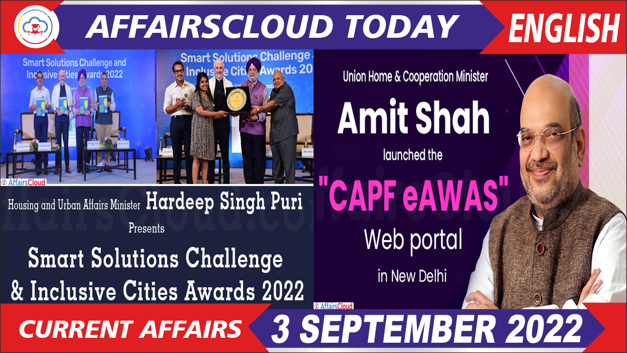 Current Affairs 3 September 2022 English