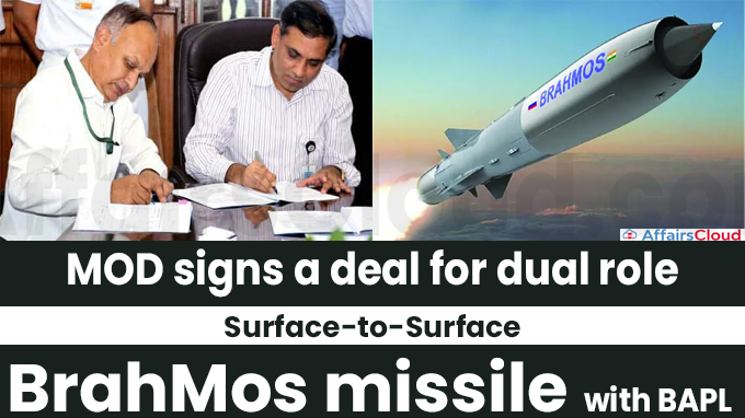 MOD signs a deal for dual role Surface-to-Surface BrahMos missile