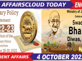 Current Affairs 4 October 2022 English