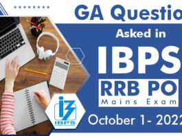 GA Questions asked in IBPS RRB PO Mains Exam 2022 - October 1 new