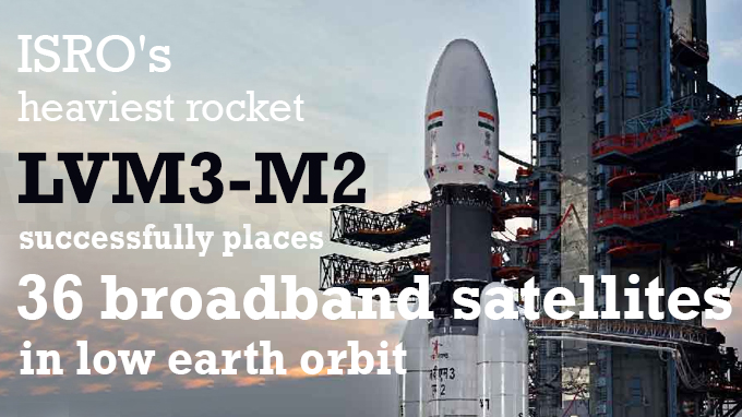 ISRO's heaviest rocket successfully places 36 broadband satellites