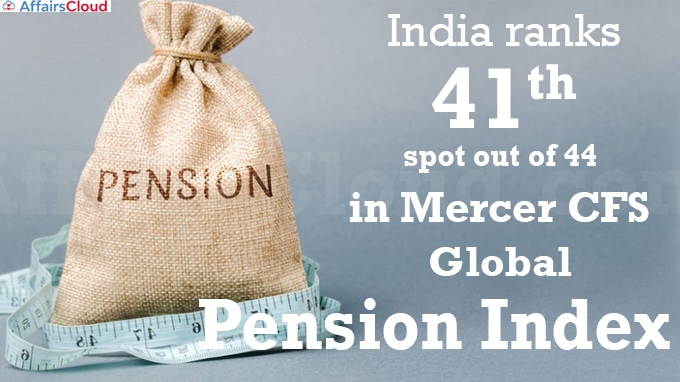 India ranks 41th spot out of 44 in Mercer CFS Global Pension Index