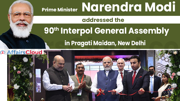 PM addresses 90th Interpol General Assembly in Pragati Maidan, New Delhi