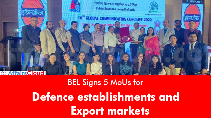 BEL Signs 5 MoUs for Defence establishments and Export markets