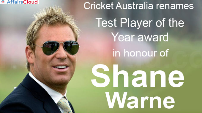 Cricket Australia renames Test Player of the Year award in honour of Shane Warne