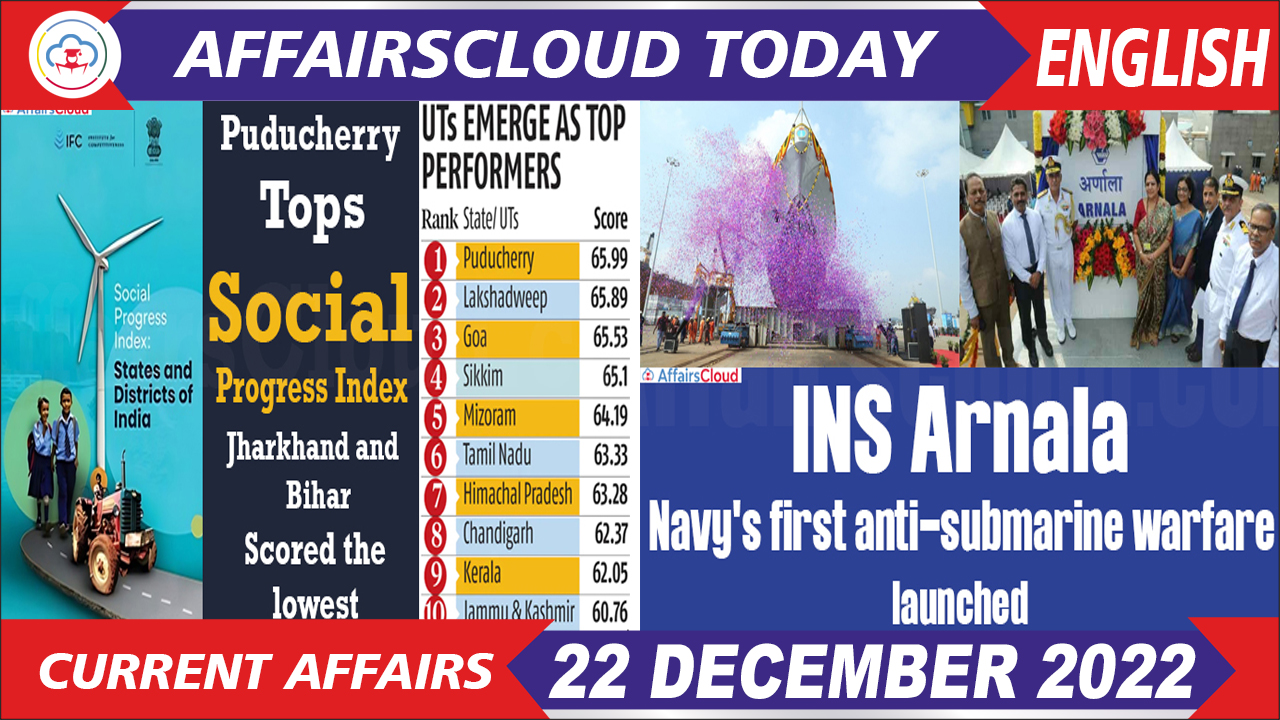 Current Affairs 22 December 2022 English New