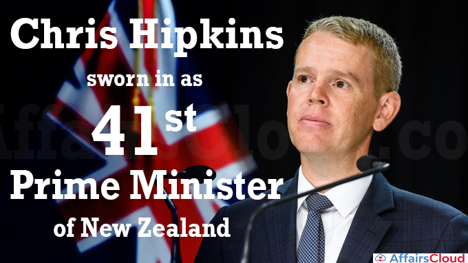Chris Hipkins sworn in as 41st Prime Minister of New Zealand