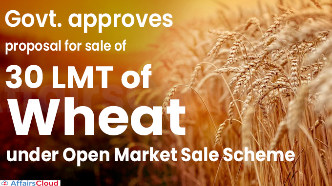 Govt. approves proposal for sale of 30 LMT of wheat under Open Market Sale Scheme