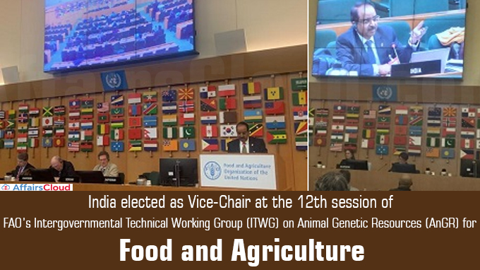 India elected as Vice-Chair at the 12th session of FAO’s Intergovernmental Technical Working Group (ITWG)