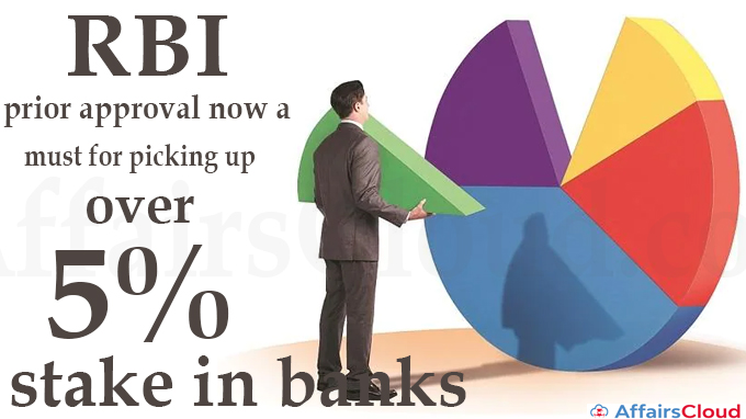 RBI prior approval now a must for picking up over 5% stake in banks