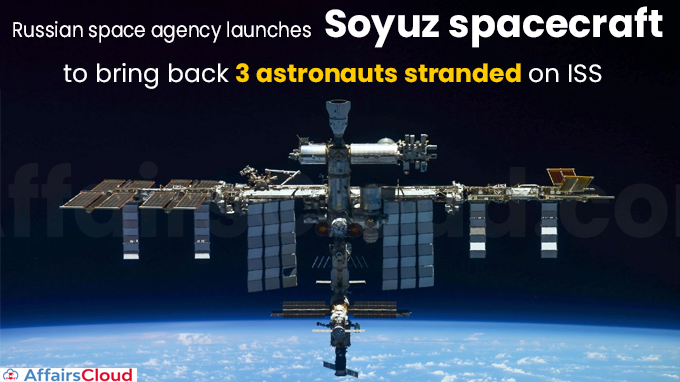 Russian space agency launches Soyuz spacecraft