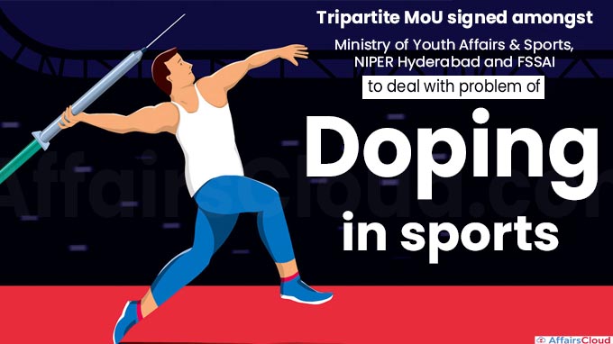Tripartite MoU signed amongst Ministry of Youth Affairs & Sports, NIPER Hyderabad and FSSAI to deal with problem of doping in sports