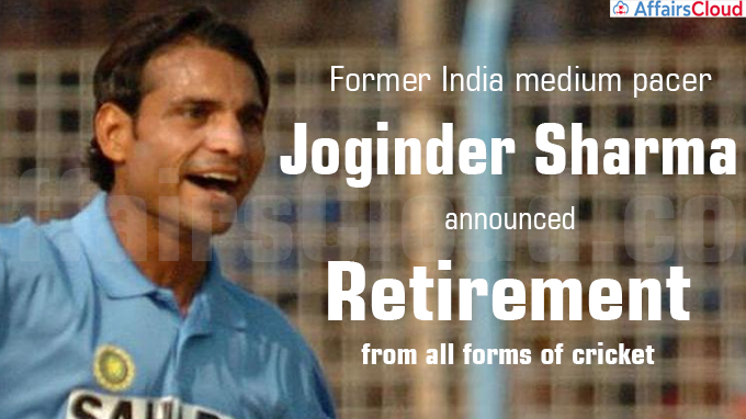 World Twenty20 2007 hero Joginder Sharma announces retirement