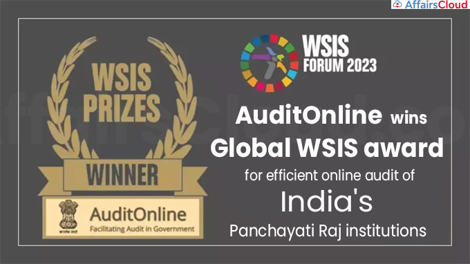 AuditOnline wins global WSIS award for efficient online audit of India's Panchayati Raj institutions