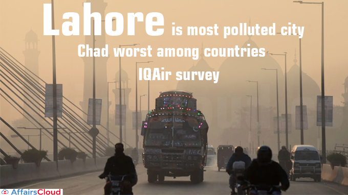 Lahore is most polluted city, Chad worst among countries