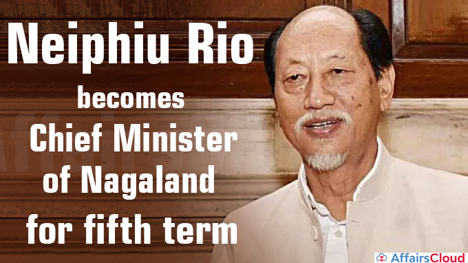 Neiphiu Rio becomes CM of Nagaland for fifth term
