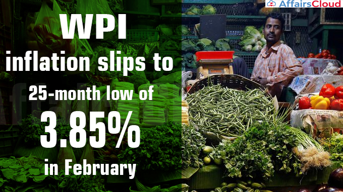 WPI inflation slips to 25-month low of 3.85% in February