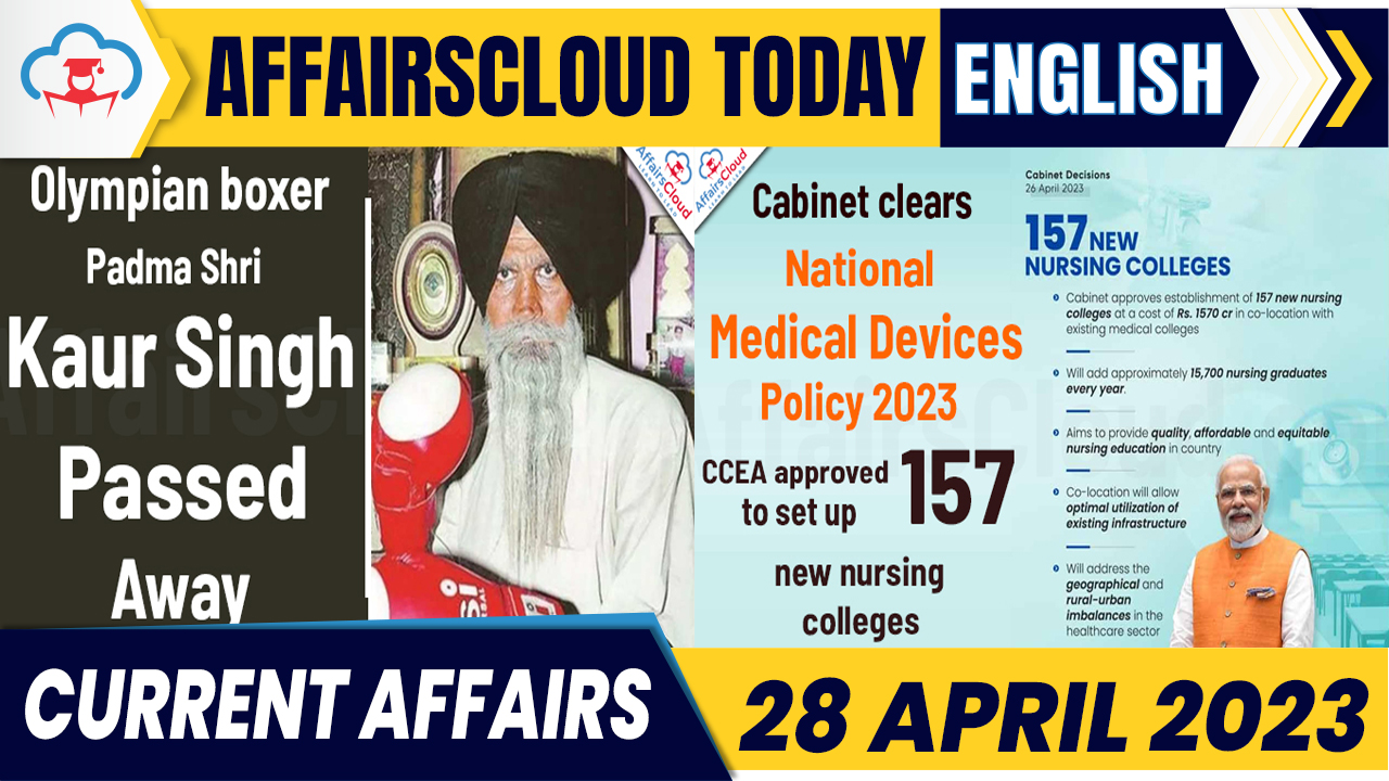 Current Affairs 28 April 2023 English new