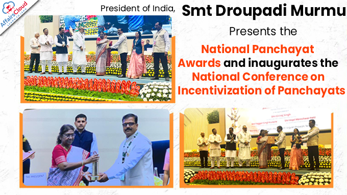 President of India, Smt Droupadi Murmu presents the National Panchayat Awards