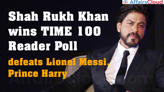 Shah Rukh Khan wins TIME 100 Reader Poll