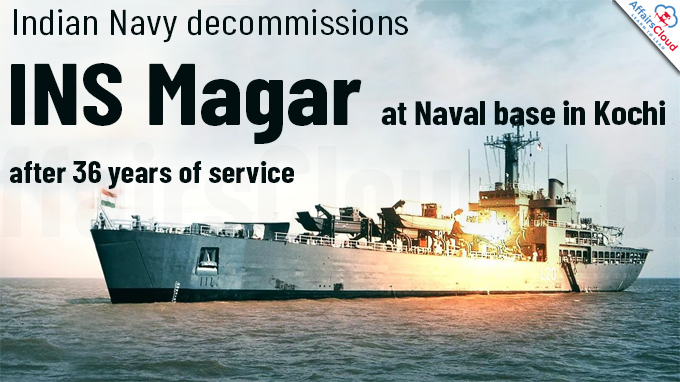 Indian Navy decommissions INS Magar at Naval base in Kochi