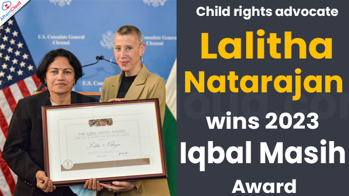 Child rights advocate Lalitha Natarajan wins 2023 Iqbal Masih Award