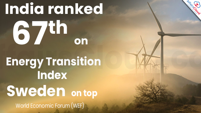 India ranked 67th on Energy Transition Index