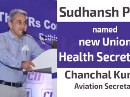 Sudhansh Pant named new Union Health Secretary, Chanchal Kumar Aviation Secretary