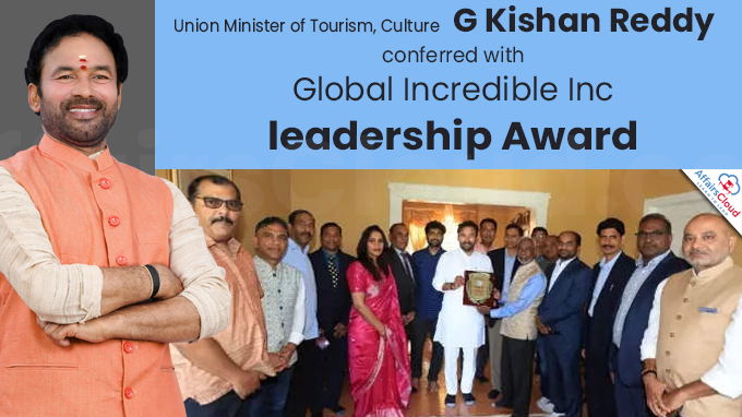 Kishan Reddy conferred with Global Incredible Inc leadership Award