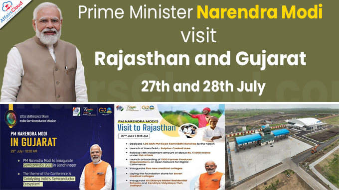 PM visit to Rajasthan and Gujarat on 27th and 28th July