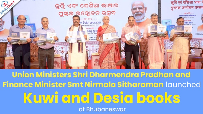 Union Ministers Shri Dharmendra Pradhan and Smt Nirmala Sitharaman launch Kuwi and Desia books at Bhubaneswar