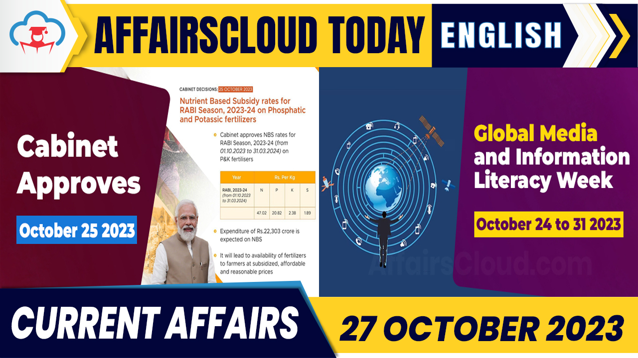 Current Affairs 27 October 2023 English