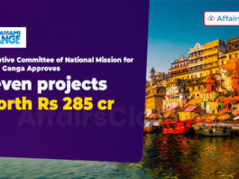 Executive Committee of National Mission for Clean Ganga Approves Seven projects worth Rs 285 crore.