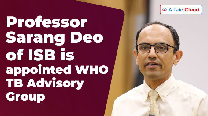 ISB faculty appointed by WHO on its TB Advisory Group