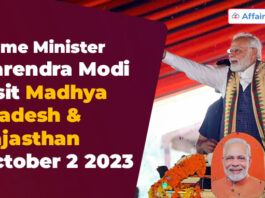 PM visit to Madhya Pradesh & Rajasthan - October 2 2023