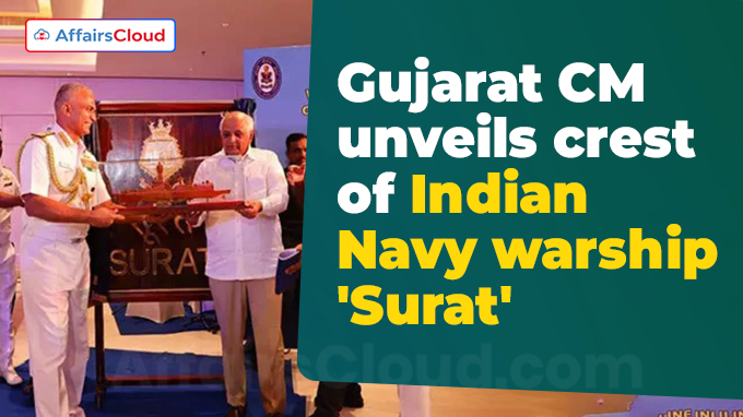 Gujarat CM unveils crest of Indian Navy warship 'Surat'