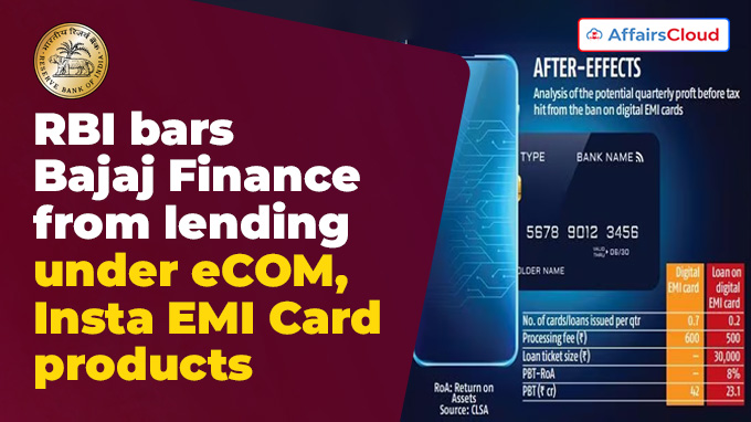 RBI bars Bajaj Finance from lending under eCOM, Insta EMI Card products