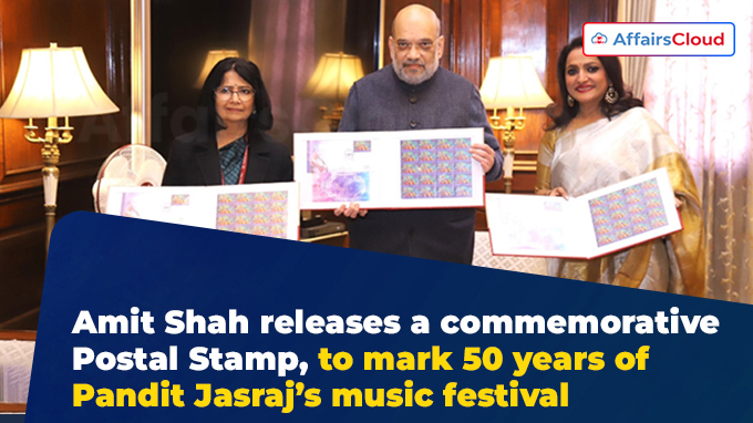 Amit Shah releases a commemorative Postal Stamp, to mark 50 years of Pandit Jasraj’s music festival