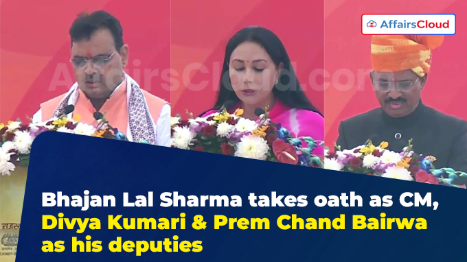 Bhajan Lal Sharma takes oath as CM, Divya Kumari & Prem Chand Bairwa as his deputies