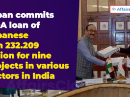 Japan commits ODA loan of Japanese Yen 232.209 billion for nine projects in various sectors in India