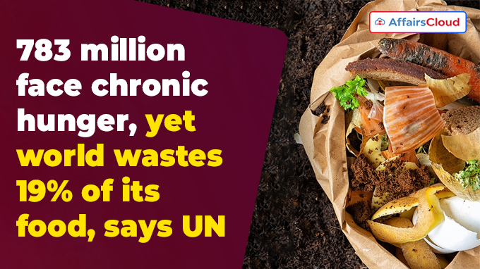 783 million face chronic hunger, yet world wastes 19% of its food, says UN