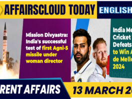 Current Affairs 13 March 2024 English
