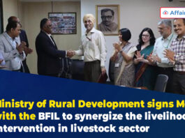 Ministry of Rural Development signs MoU with the BFIL to synergize the livelihood intervention in livestock sector