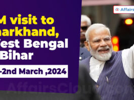 PM visit to Jharkhand, West Bengal and Bihar on 1st-2nd March ,2024