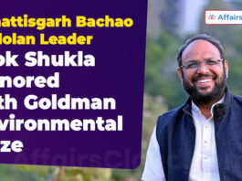 Chhattisgarh Bachao Andolan Leader Alok Shukla Honored with Goldman Environmental Prize