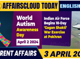 Current Affairs 3 April 2024 English new